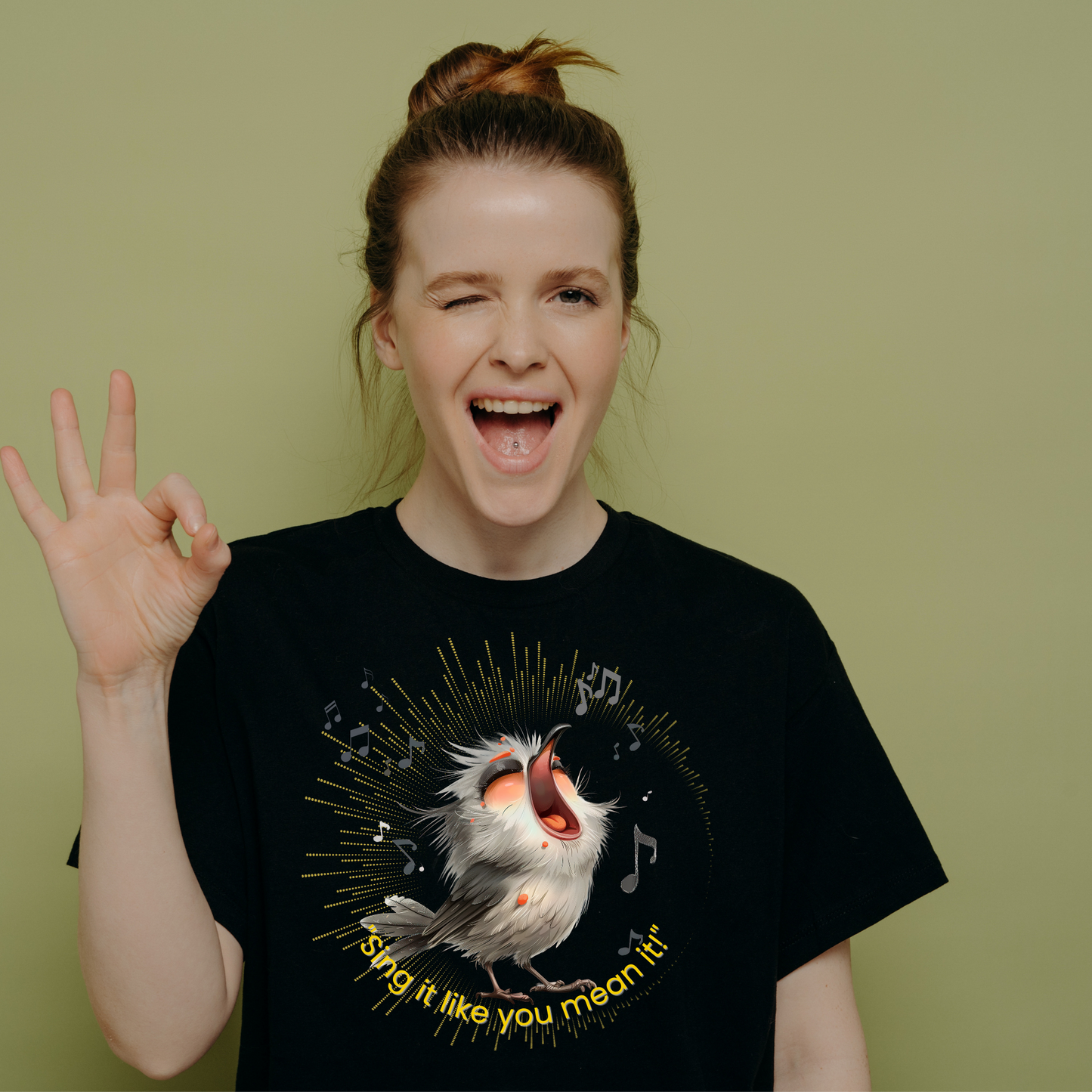 Rockonstienz Not Feelin It Graphic Tee, Cute Bird Encourages To Still Do Your Best
