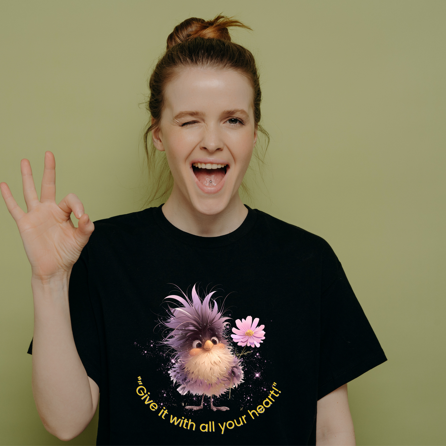 Rockonstienz Give It Your All - Cute Bird, Inspirational Tee