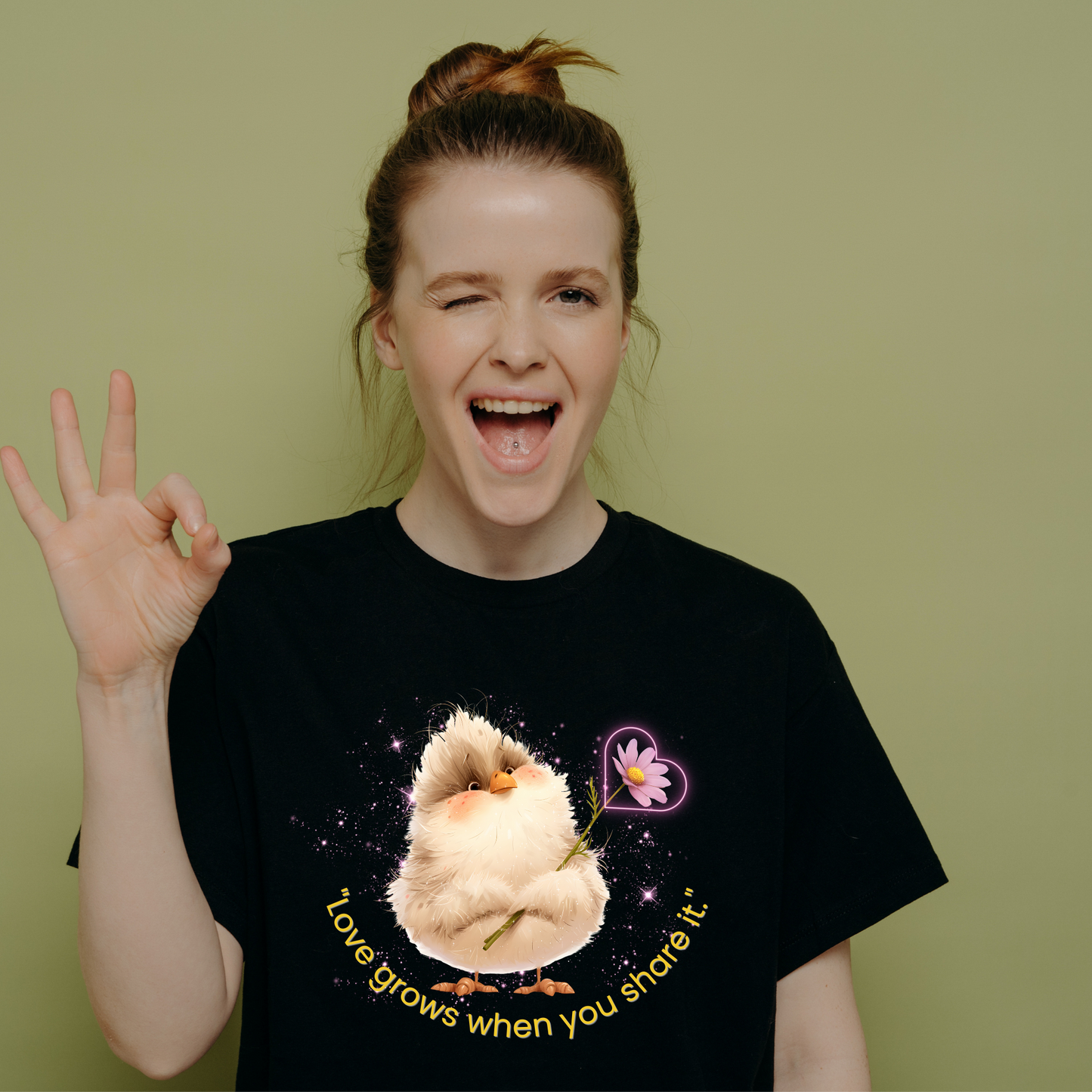 Rockonstienz Love Grows with this Inspirational Graphic Tee showing a Cute Bird