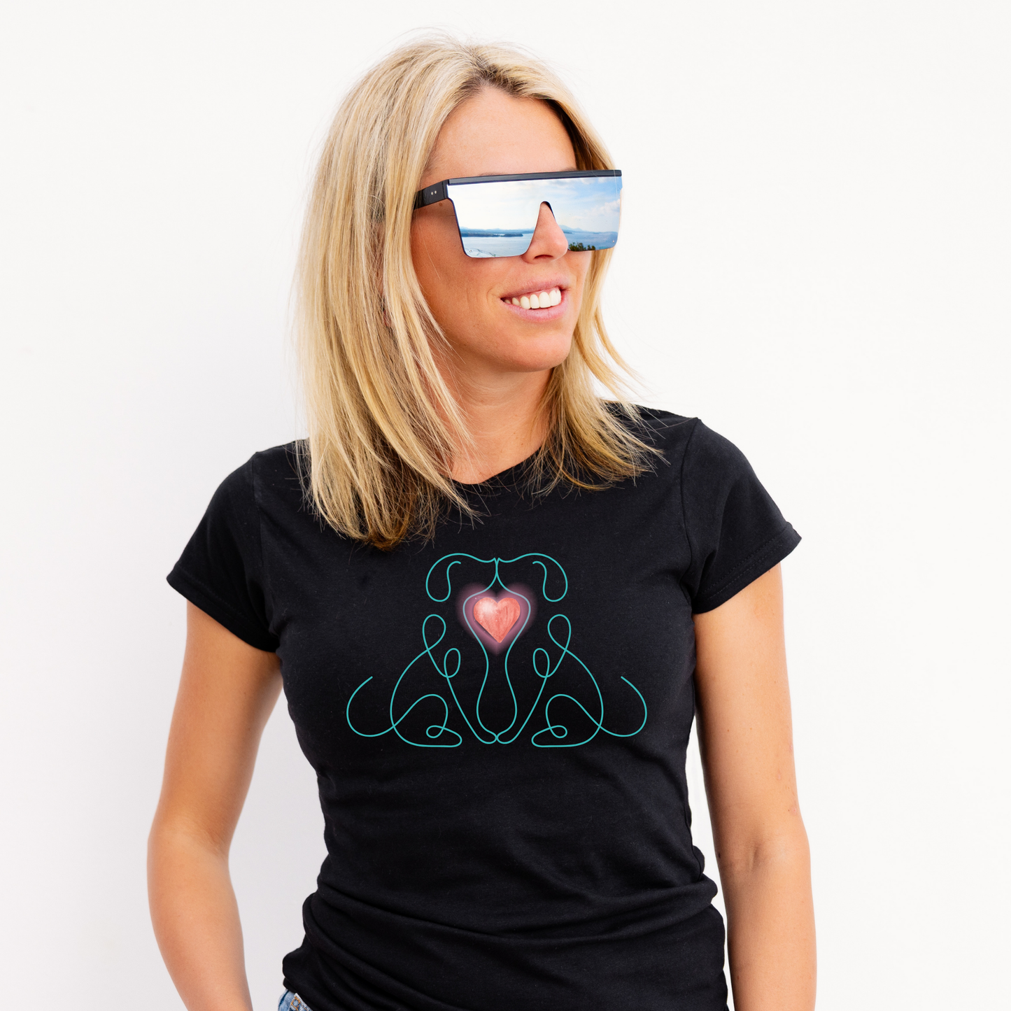 Rockonstienz Graphic Tee with Two Dogs Blue Shows Your Love of Pets