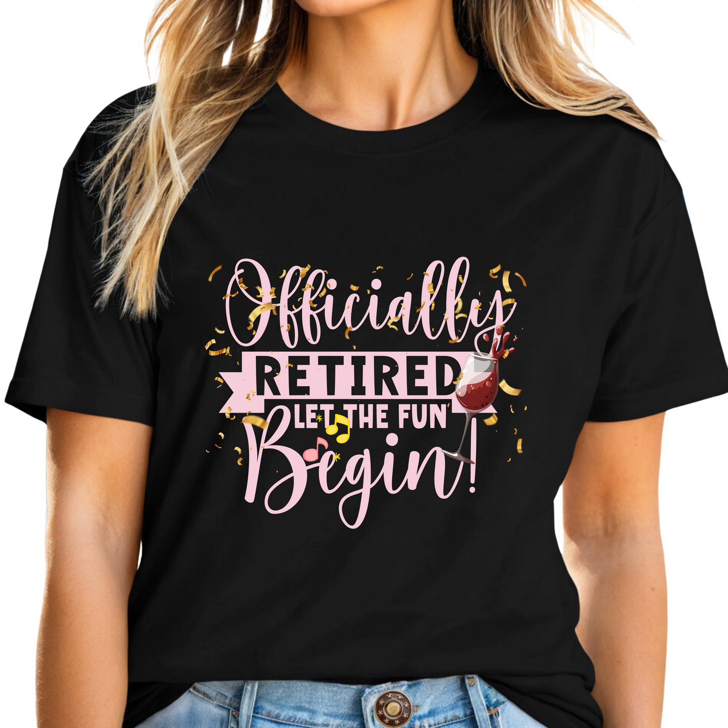 Retirement Officially Retired - Wine T-Shirt – Funny Retirement Graphic Tee