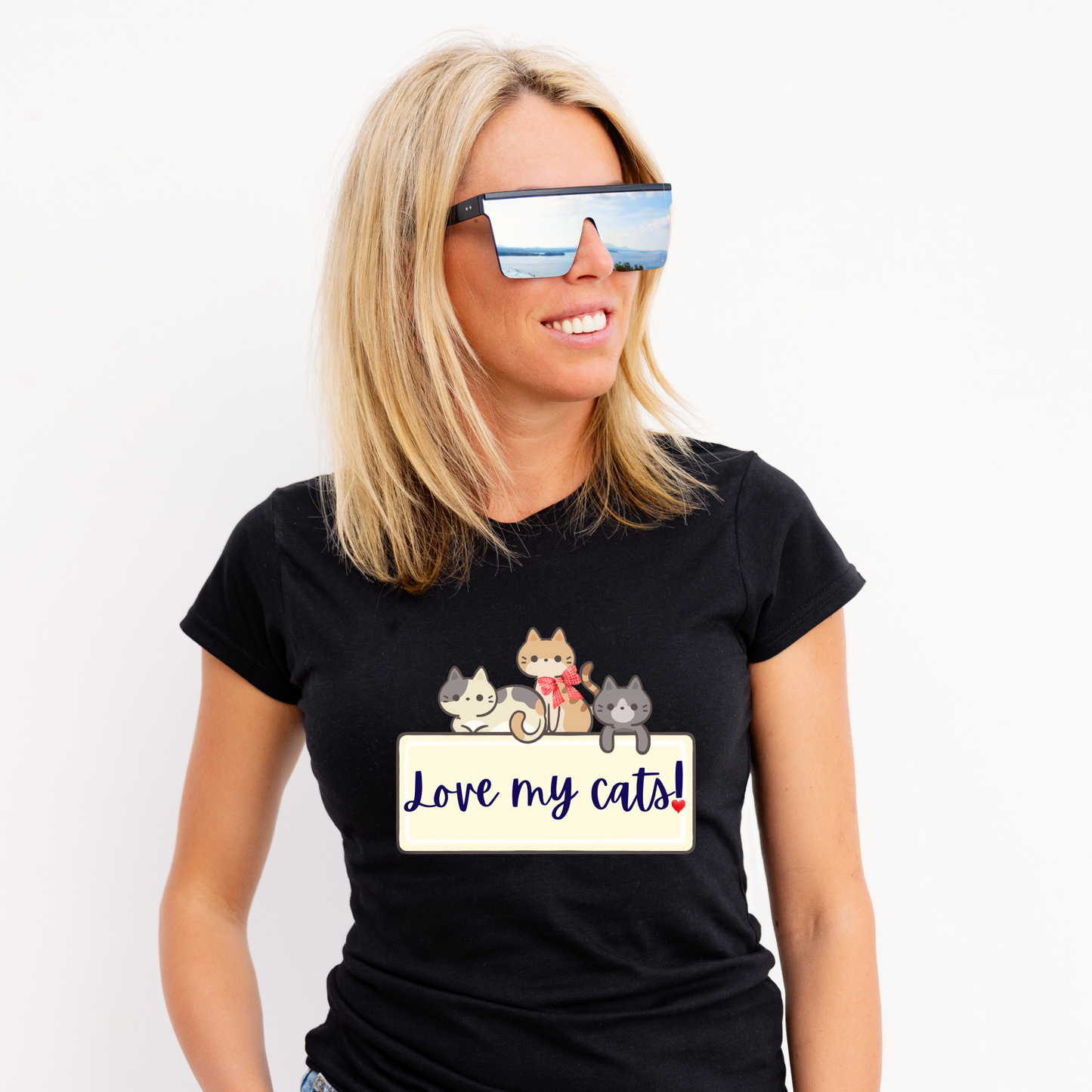 Rockonstienz Love My Cats - Sign Cute Cate Graphic Tee Shows Love of Feline Pets