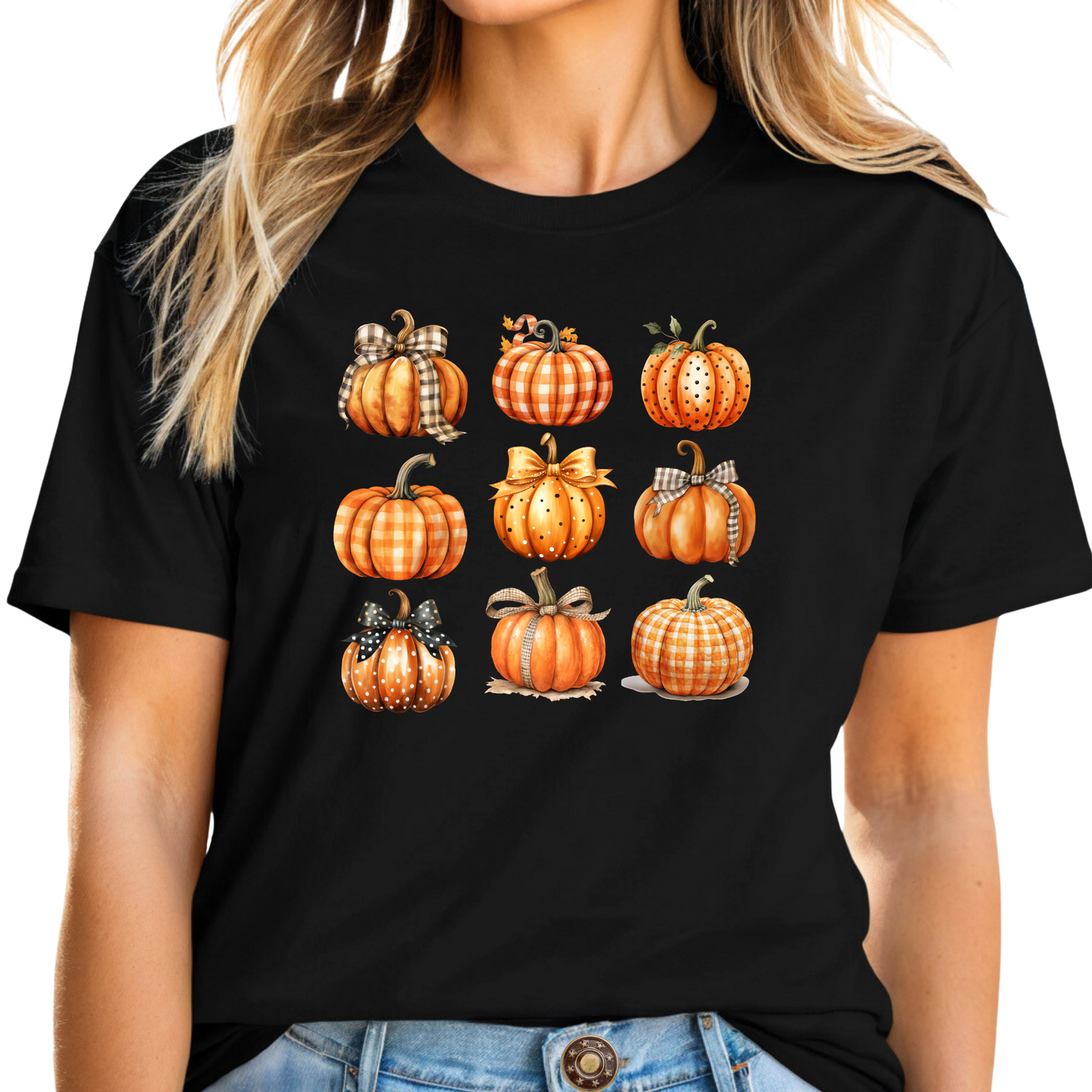 Pumpkin Grid T-Shirt | Festive Fall Gift