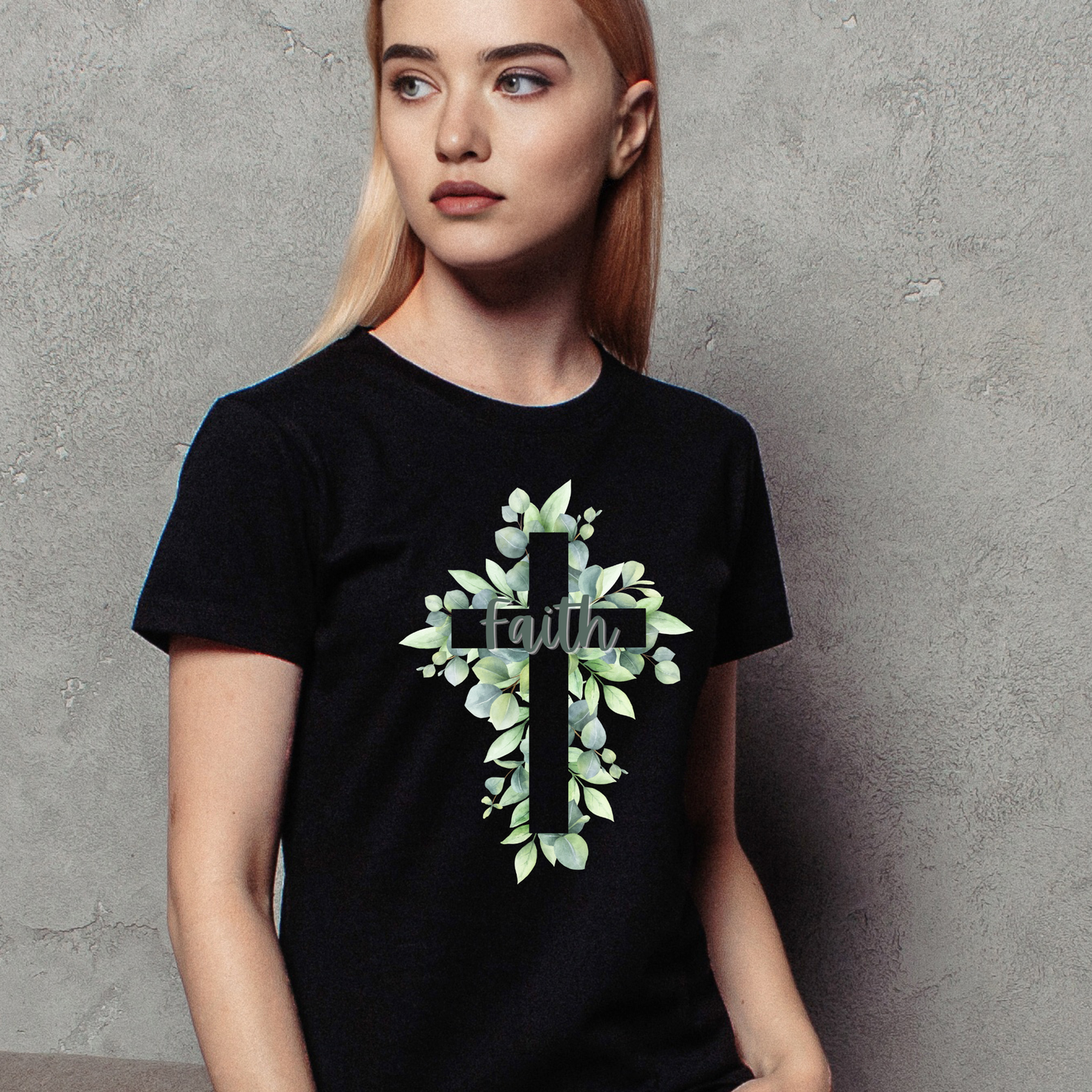 Rockonstienz Eucalyptus Cross Christian T-Shirt – Inspirational Faith Tee
